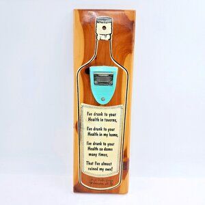 Vintage Cedar Wood Wall Mount Bottle Opener High Falls Gorge Wilmington NY MCM